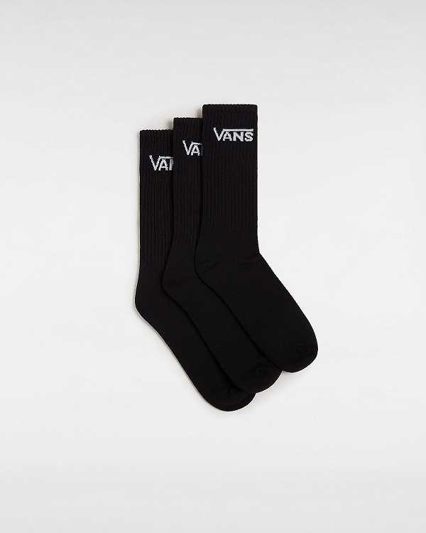 Unisex Vans Classic Crew (3 pairs) Socks Black Malaysia | VN4512860