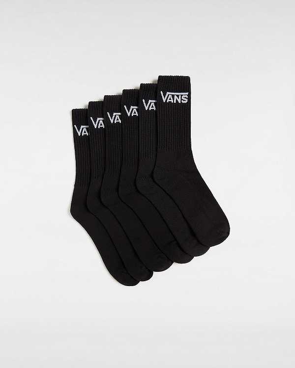 Unisex Vans Classic Crew (6 Pairs) Socks Black Malaysia | VN5642310