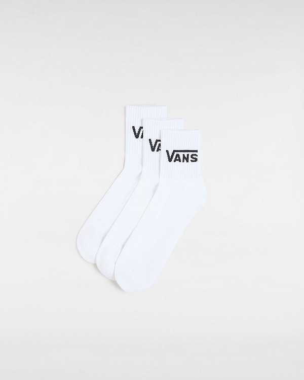 Unisex Vans Classic Half Crew (3 Pairs) Socks White Malaysia | VN2475098