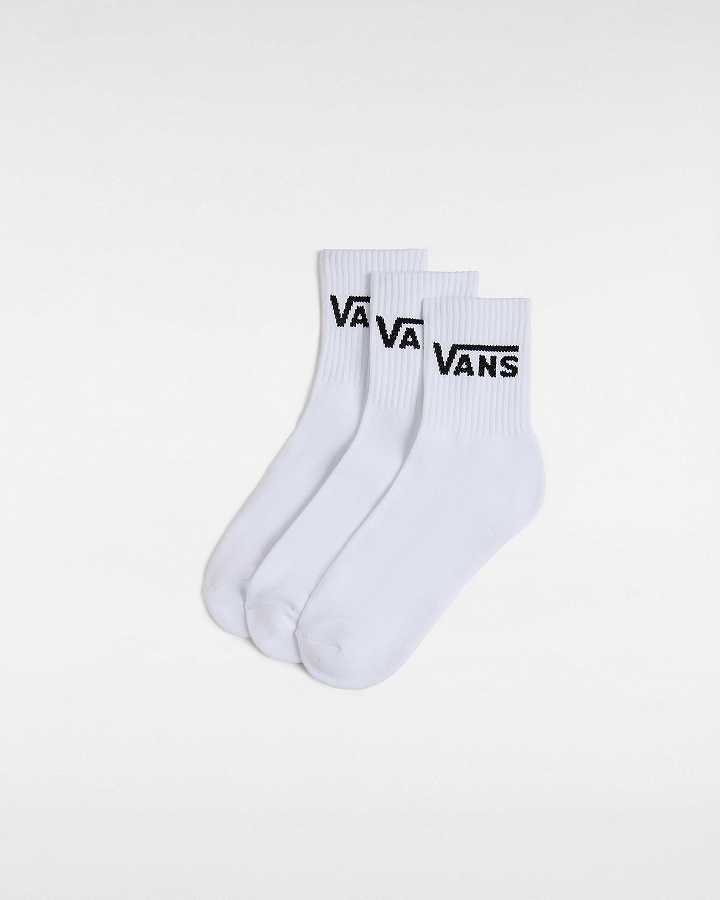 Unisex Vans Classic Half Crew (3 Pairs) Socks White Malaysia | VN2475098