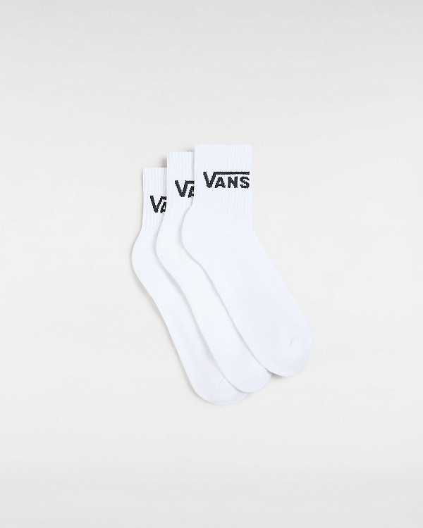 Unisex Vans Classic Half Crew (3 Pairs) Socks White Malaysia | VN2475098