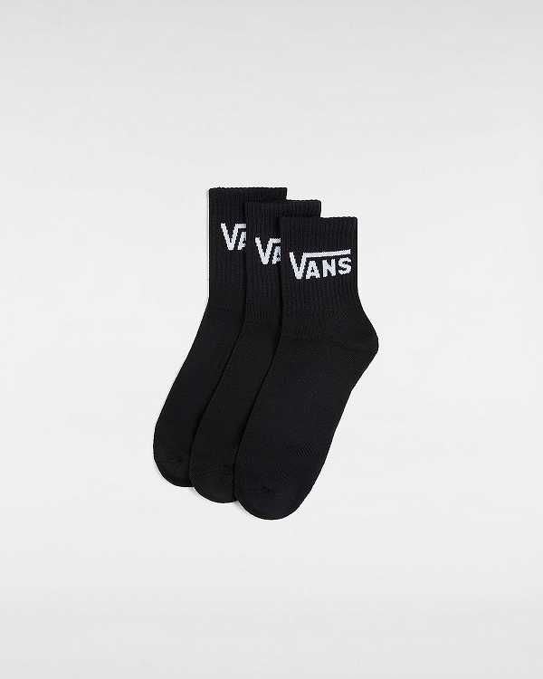 Unisex Vans Classic Half Crew (3 Pairs) Socks Black Malaysia | VN8043695