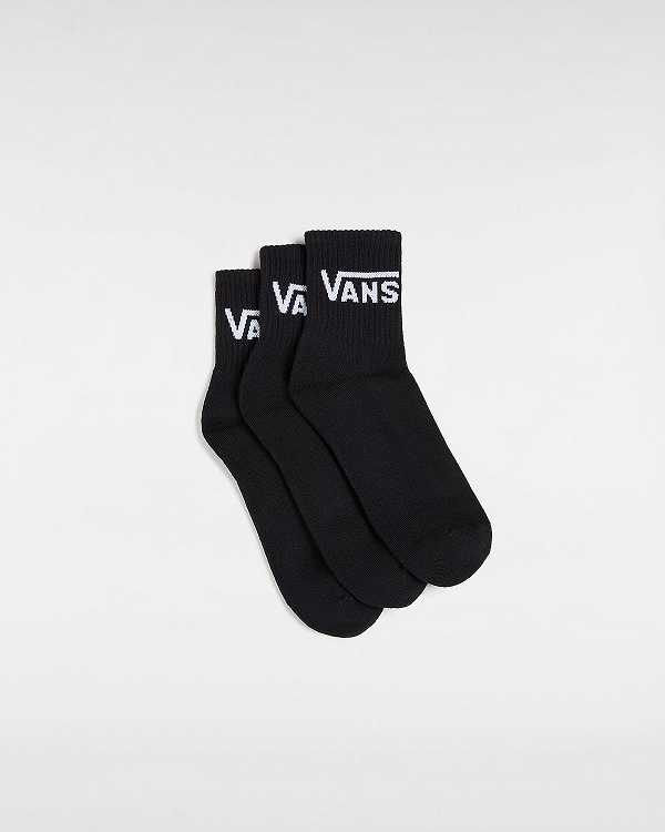 Unisex Vans Classic Half Crew (3 Pairs) Socks Black Malaysia | VN8043695