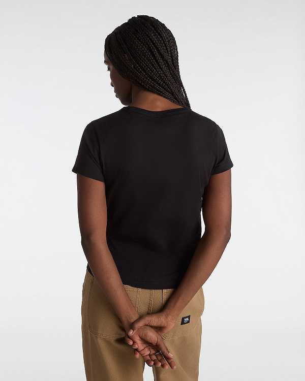 Women Vans Basic mini T Shirts Black Malaysia | VN2479031