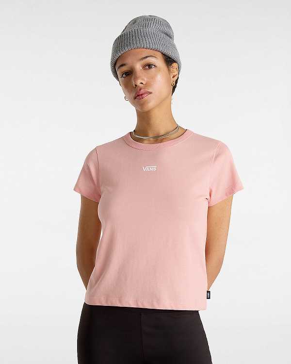 Women Vans Basic mini T Shirts Pink Malaysia | VN0492678