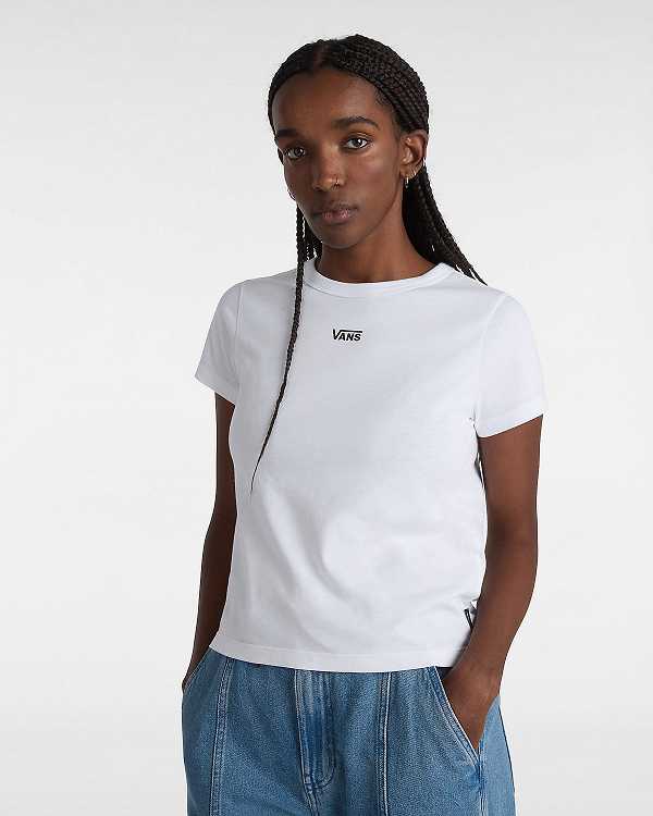 Women Vans Basic mini T Shirts White Malaysia | VN4839026