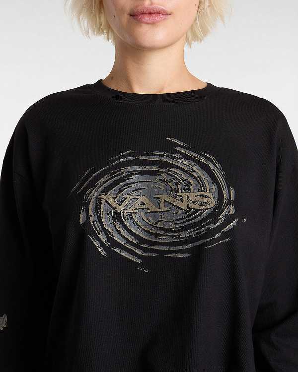 Women Vans Breaker Long Sleeve T Shirts Black Malaysia | VN4705291