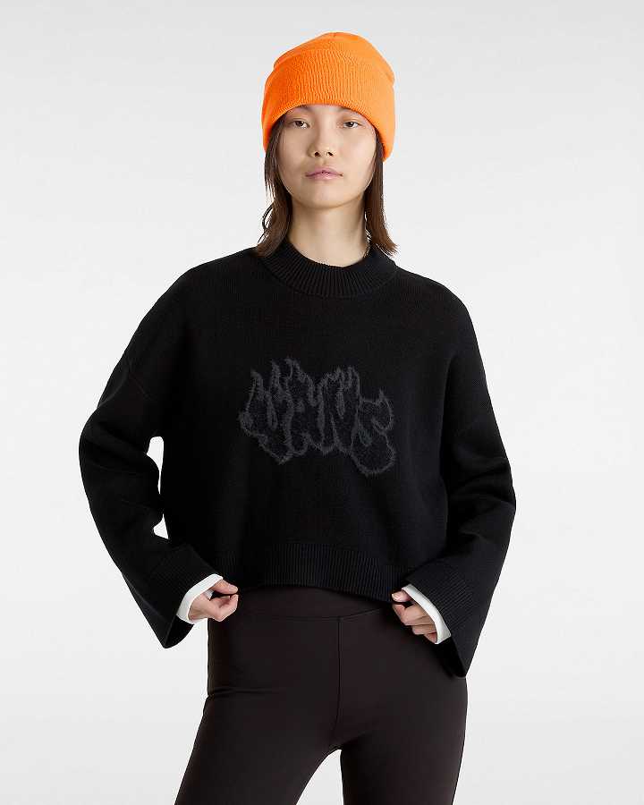 Women Vans Cammile Graphic Sweatshirt Black Malaysia | VN7095148