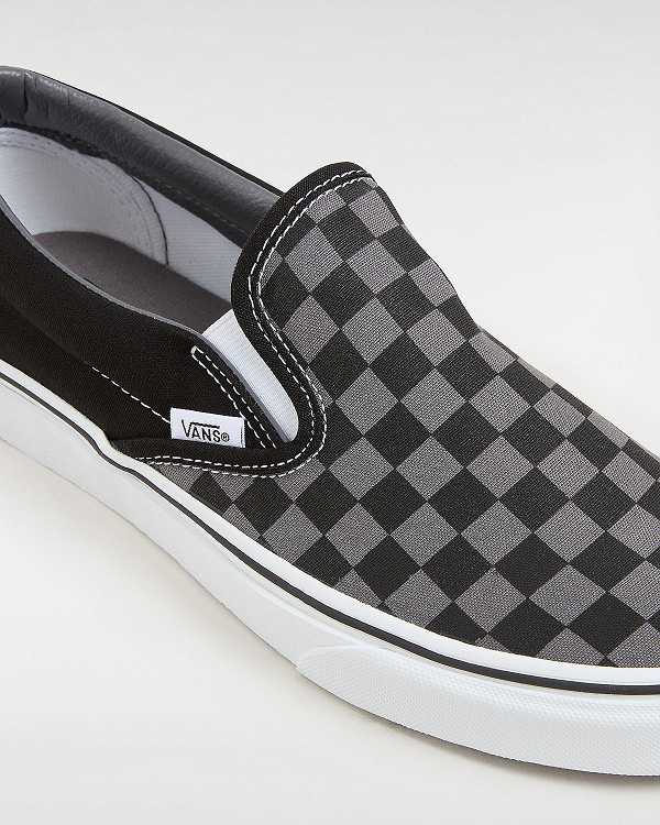 Women Vans Checkerboard Classic Slip On Shoes Black / Grey Malaysia | VN7635140