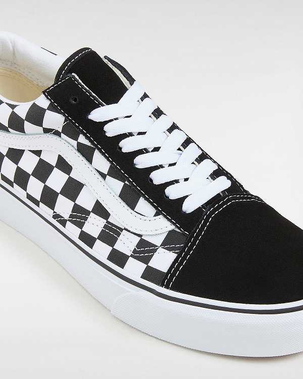 Women Vans Checkerboard Old Skool Platform Shoes Black / White Malaysia | VN3940678