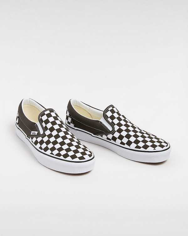 Women Vans Classic Checkerboard Slip On Shoes Brown Malaysia | VN5938207