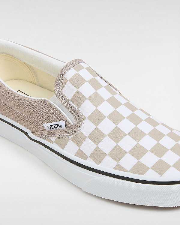 Women Vans Classic Checkerboard Slip On Shoes Beige Malaysia | VN6871934