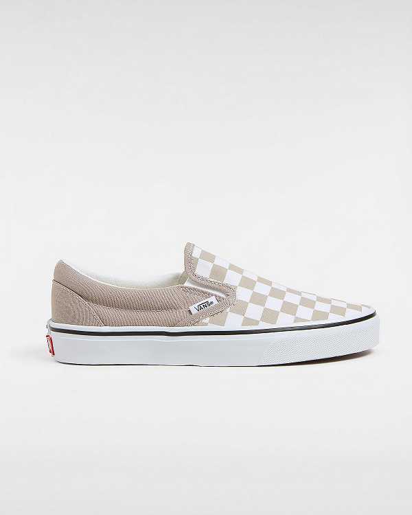 Women Vans Classic Checkerboard Slip On Shoes Beige Malaysia | VN6871934