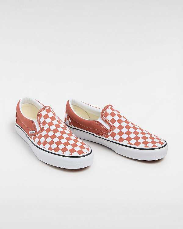 Women Vans Classic Checkerboard Slip On Shoes Orange Malaysia | VN7358064