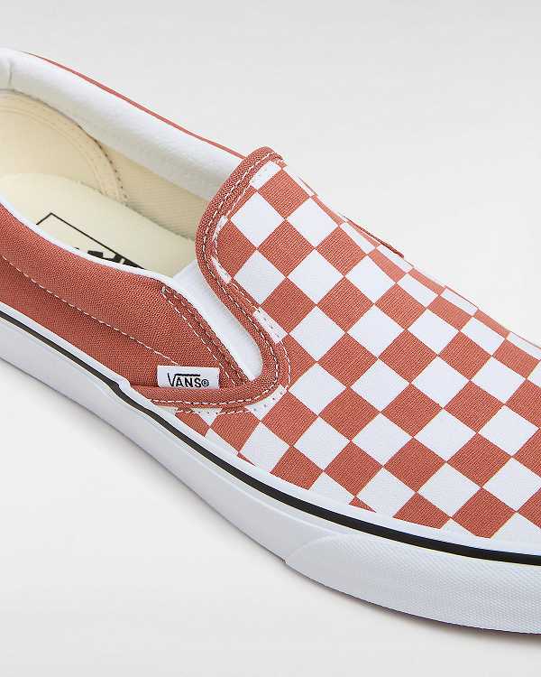 Women Vans Classic Checkerboard Slip On Shoes Orange Malaysia | VN7358064