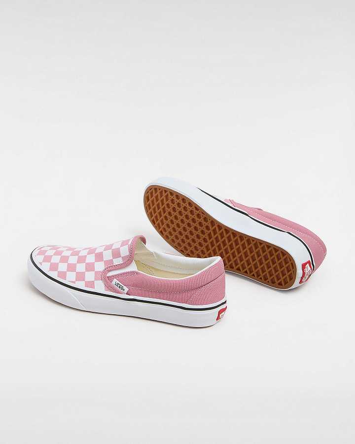 Women Vans Classic Checkerboard Slip On Shoes Pink Malaysia | VN4025697