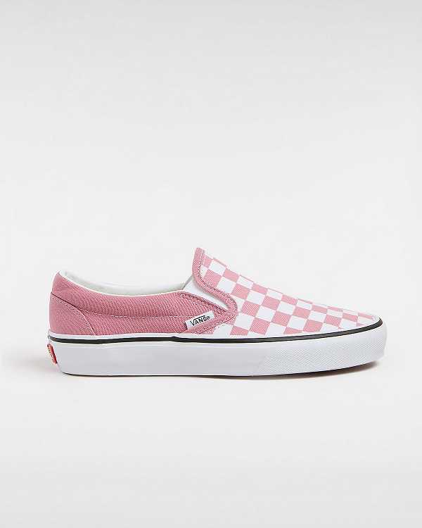 Women Vans Classic Checkerboard Slip On Shoes Pink Malaysia | VN4025697