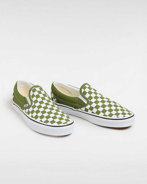 Women Vans Classic Checkerboard Slip On Shoes Green Malaysia | VN0671832