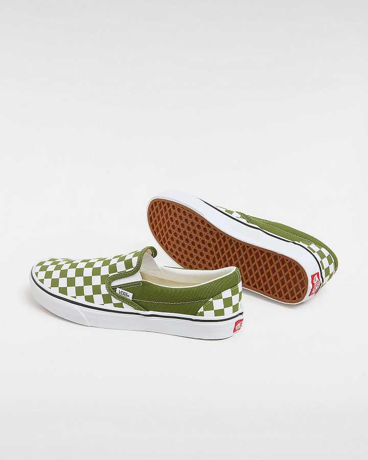 Women Vans Classic Checkerboard Slip On Shoes Green Malaysia | VN0671832