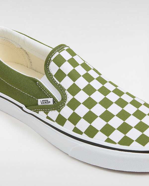 Women Vans Classic Checkerboard Slip On Shoes Green Malaysia | VN0671832