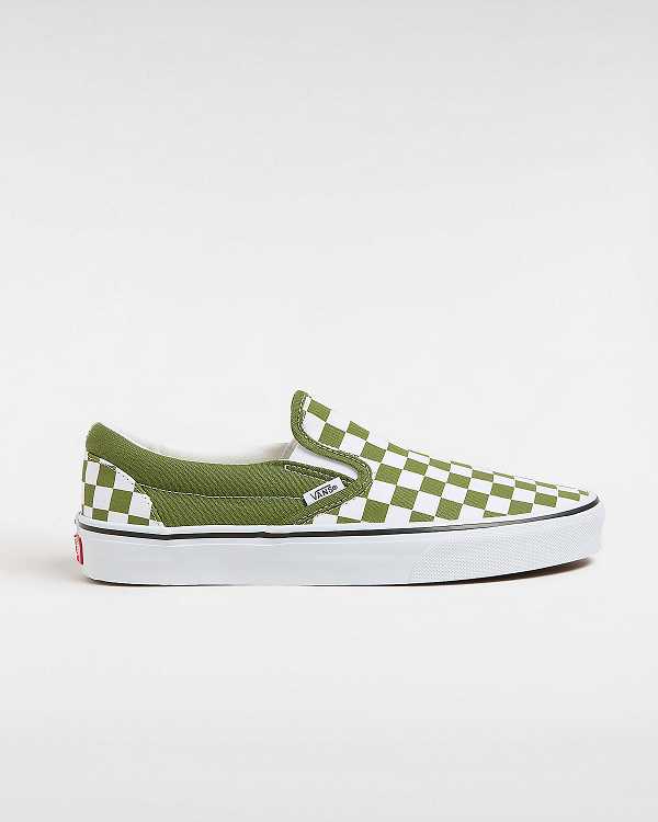 Women Vans Classic Checkerboard Slip On Shoes Green Malaysia | VN0671832