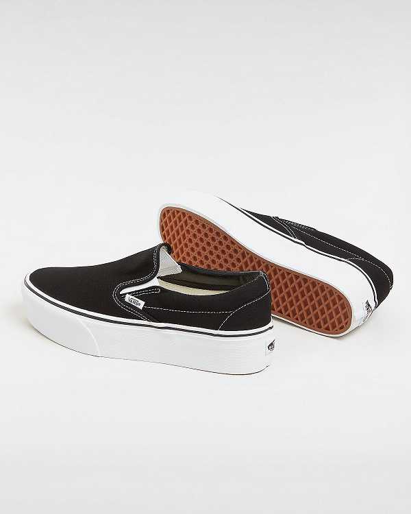 Women Vans Classic Slip-On Platform Shoes Black Malaysia | VN8207691