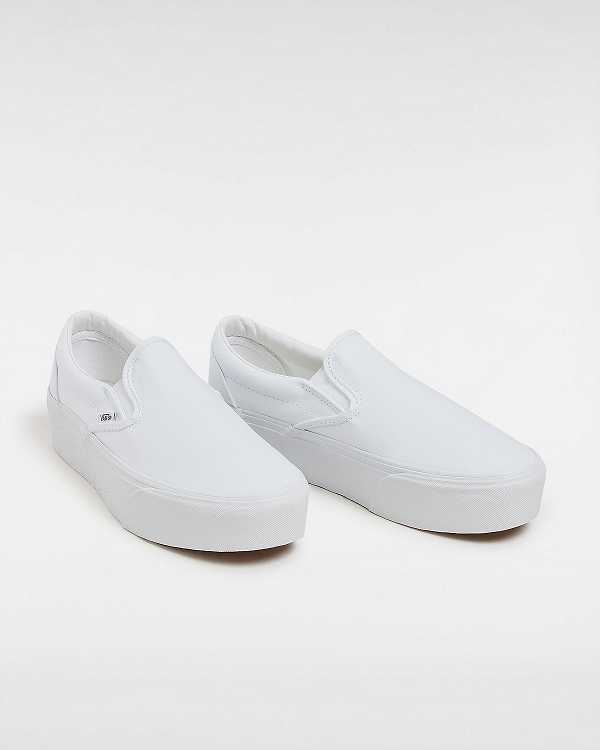 Women Vans Classic Slip-On Platform Shoes White Malaysia | VN0837296