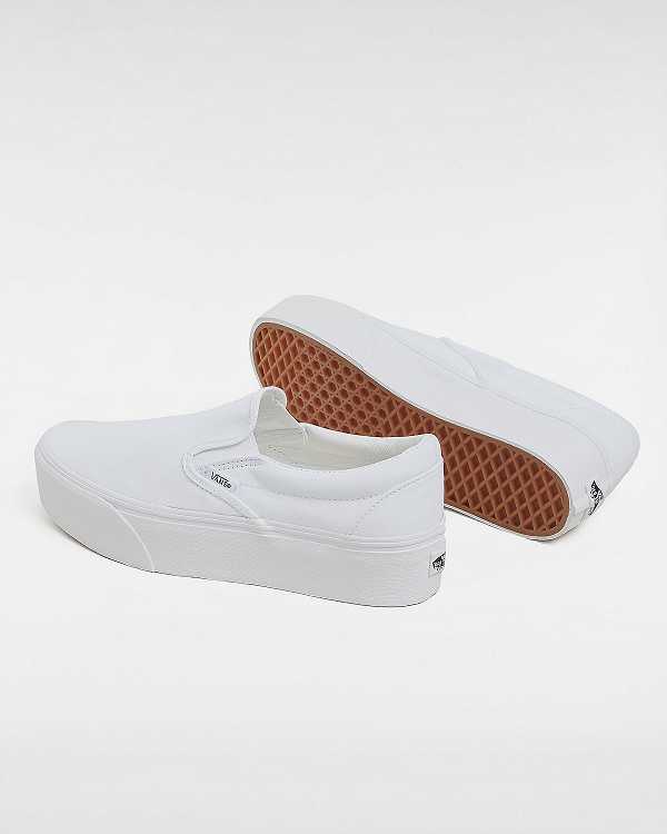 Women Vans Classic Slip-On Platform Shoes White Malaysia | VN0837296