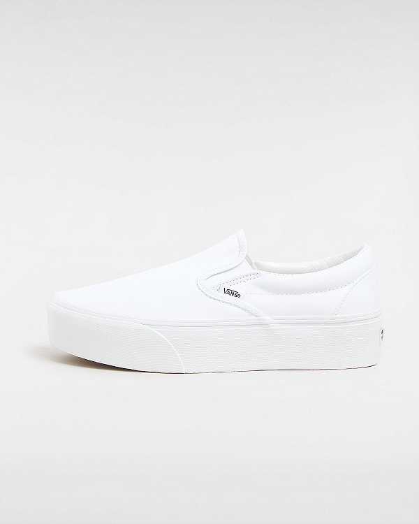 Women Vans Classic Slip-On Platform Shoes White Malaysia | VN0837296