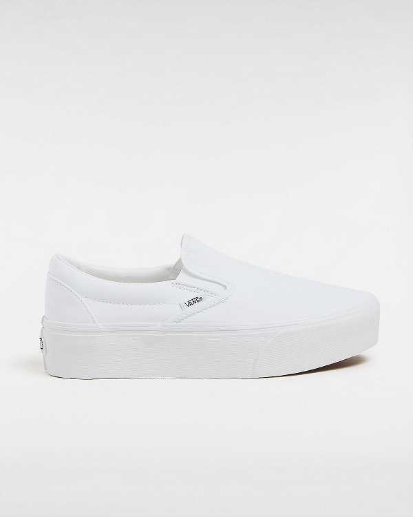 Women Vans Classic Slip-On Platform Shoes White Malaysia | VN0837296