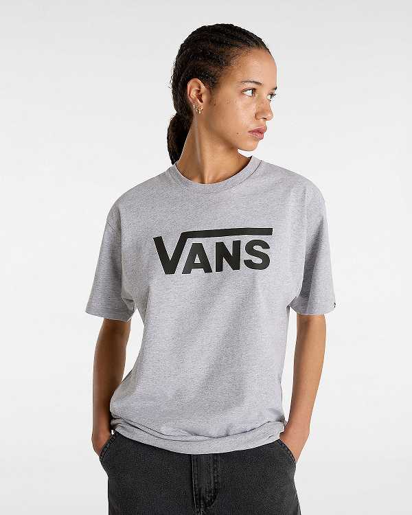 Women Vans Classic T Shirts Grey Malaysia | VN7519836