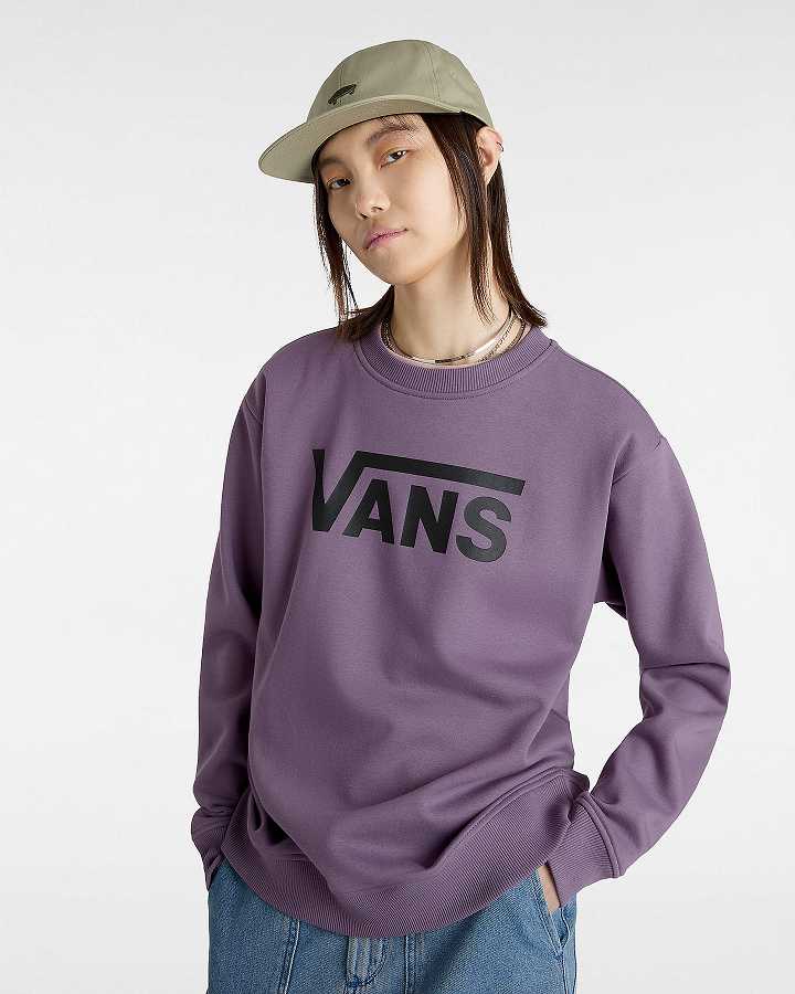 Women Vans Classic V Boyfriend Fit Crew Sweatshirt Purple Malaysia | VN5021348