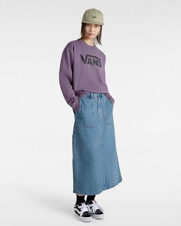 Women Vans Classic V Boyfriend Fit Crew Sweatshirt Purple Malaysia | VN5021348