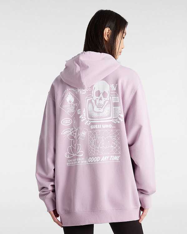 Women Vans Crazy Eddy 66 Loose Hoodie Purple Malaysia | VN3498075