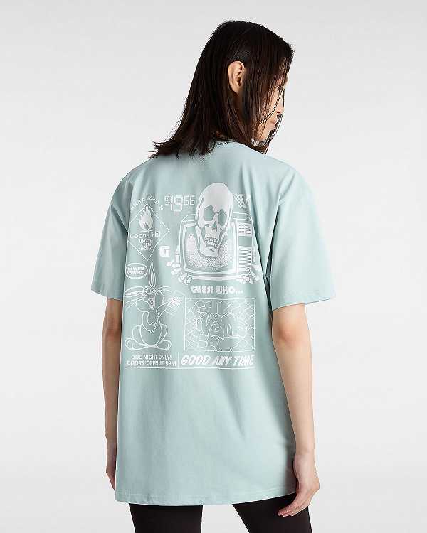 Women Vans Crazy Eddy T Shirts Blue Malaysia | VN2496380