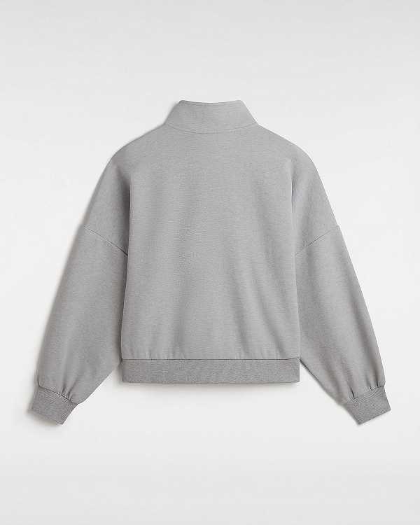 Women Vans Elevated Double Knit Loose Mock Neck Sweatshirt Grey Malaysia | VN3820159