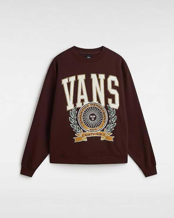 Women Vans First Team Oversized Crew Sweatshirt Brown Malaysia | VN3401857