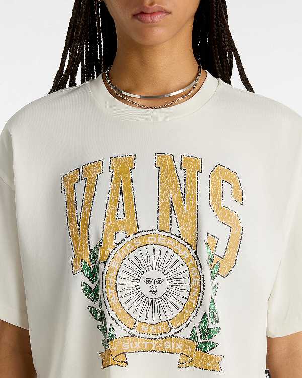 Women Vans First Team Relax Crop T Shirts White Malaysia | VN2035784