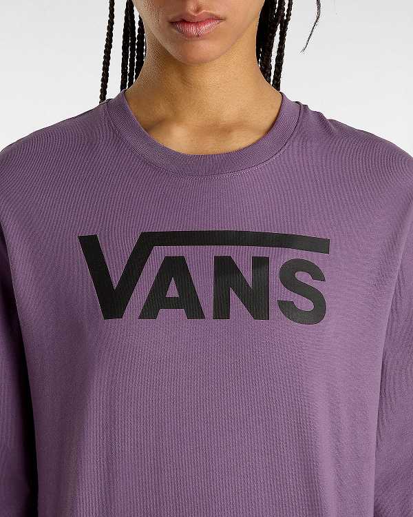 Women Vans Flying V Classic Long Sleeve T Shirts Purple Malaysia | VN8731940