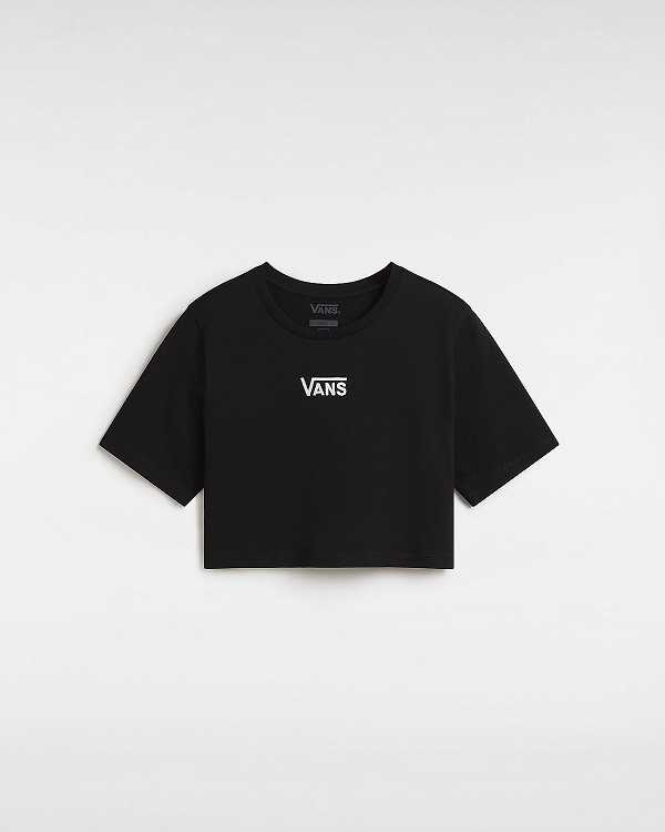 Women Vans Flying V Crew Crop T Shirts Black Malaysia | VN8956170