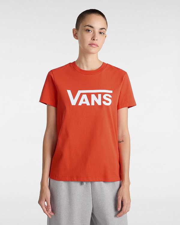 Women Vans Flying V Crew T Shirts Orange Malaysia | VN4036192