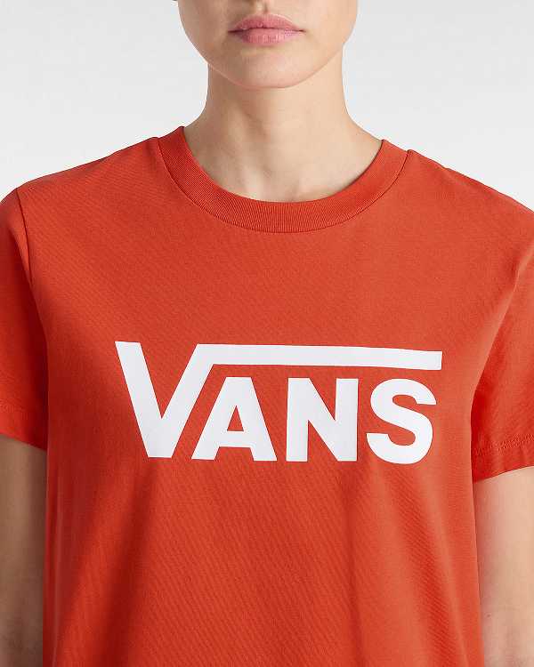 Women Vans Flying V Crew T Shirts Orange Malaysia | VN4036192