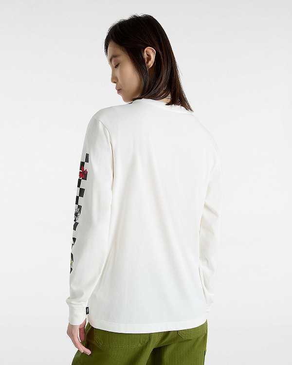 Women Vans Foliage Boyfriend Long Sleeve T Shirts White Malaysia | VN7965413