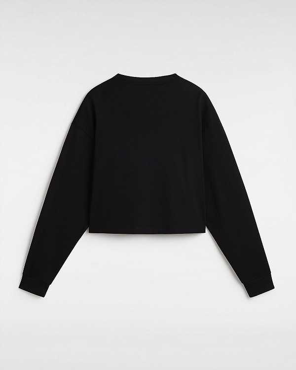 Women Vans Hot Links Relaxed Long Sleeve Crop T Shirts Black Malaysia | VN2149753