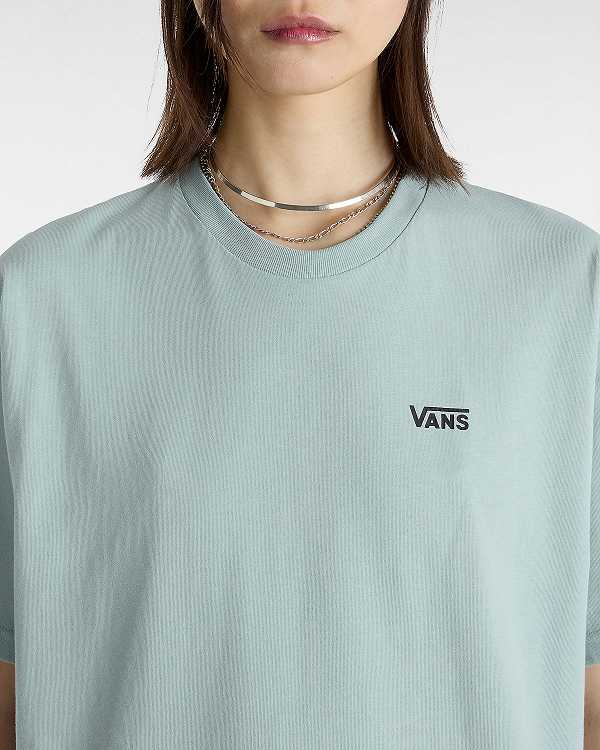 Women Vans Left Chest Logo T Shirts Blue Malaysia | VN7583604