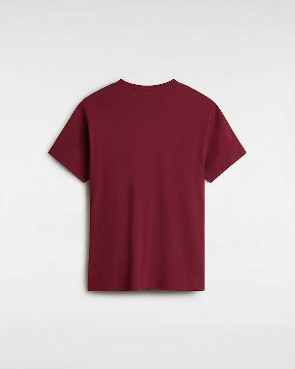 Women Vans Left Chest Logo T Shirts Burgundy Malaysia | VN0527436