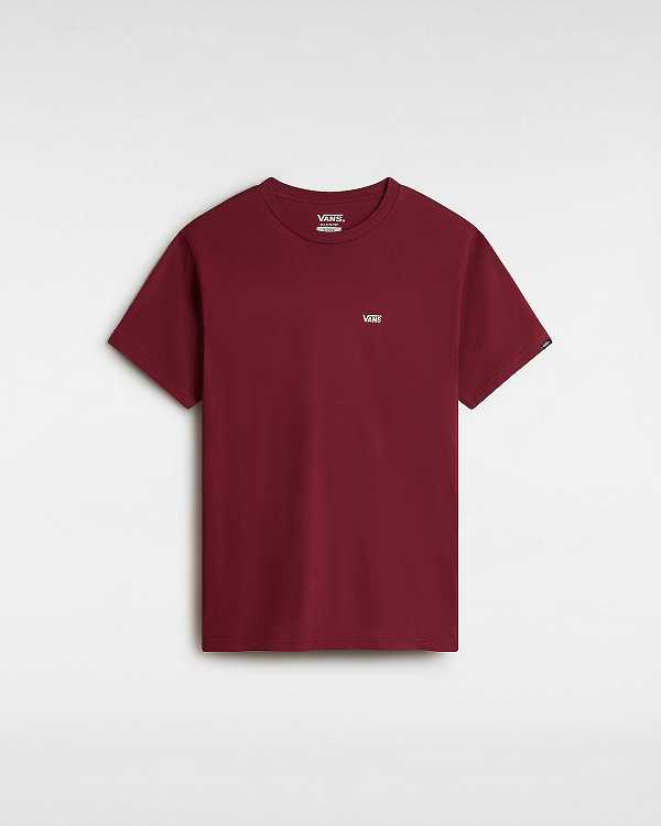 Women Vans Left Chest Logo T Shirts Burgundy Malaysia | VN0527436