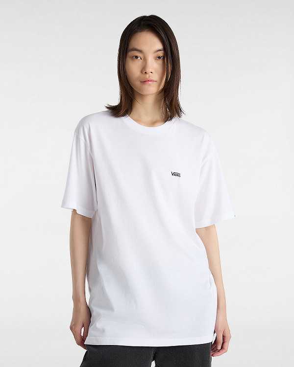 Women Vans Left Chest Logo T Shirts White Malaysia | VN6195428