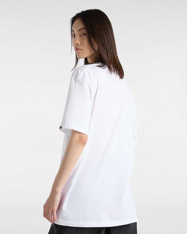 Women Vans Left Chest Logo T Shirts White Malaysia | VN6195428