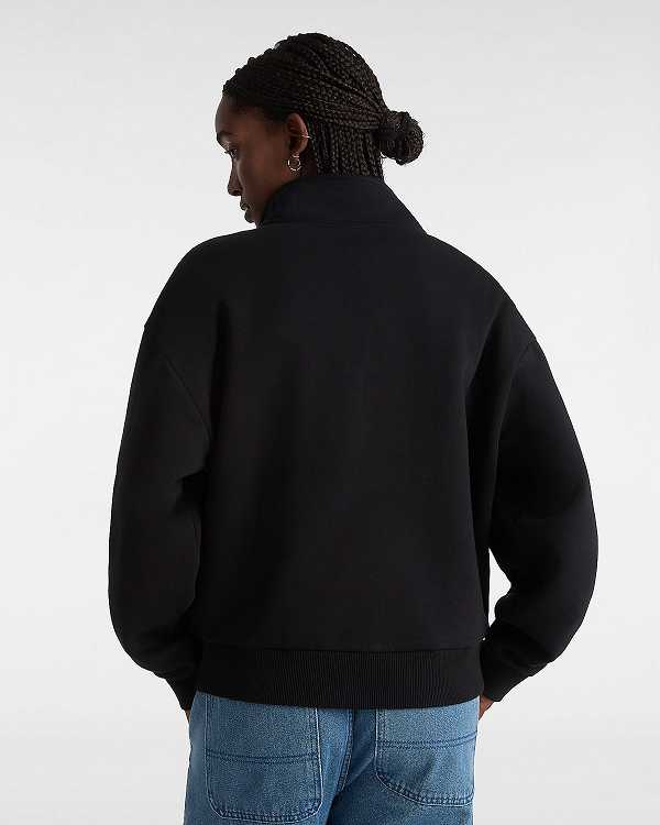 Women Vans Leighton Mock Neck Sweatshirt Black Malaysia | VN0491653